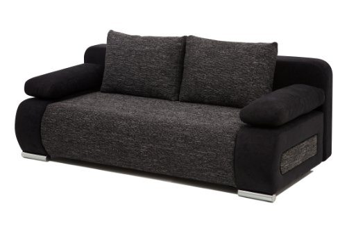 famous Schlafsofa Federkern Mikrofaser-Struktur, schwarz