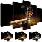 Bild XXL Format Vlies Leinwand, 5 Teilig, Whisky Zigarre