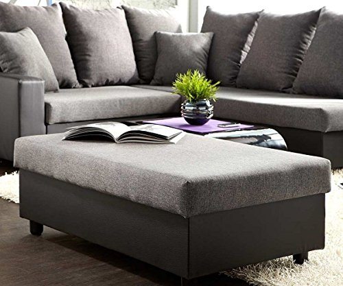 Sofa Lavello Grau Schwarz 210x210 cm mit Sitzhocker