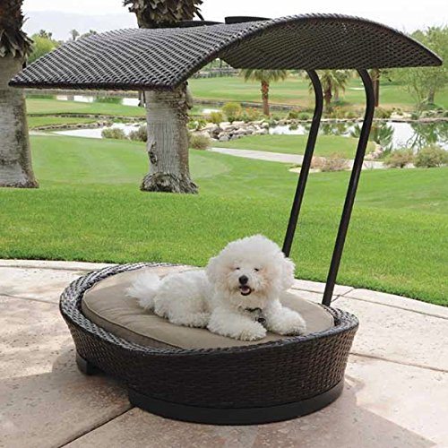 Hundebett Polyrattan braun/beige