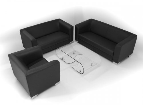 CHICAGO Sofa / Ledersofa, schwarz