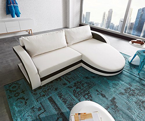 Couch Paige Weiss schwarz Ottomane variabel Ecksofa