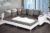 Design Ecksofa mit Hocker LOFT weiss Strukturstoff