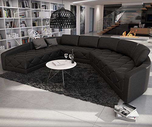 Sofalandschaft Menexia mit Kissen schwarz