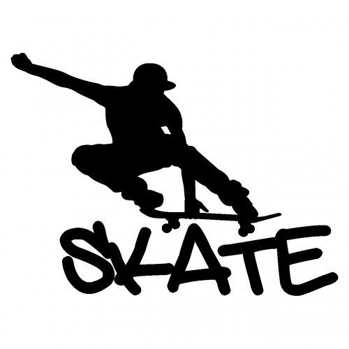 Wandtattoo Skateboard schwarz